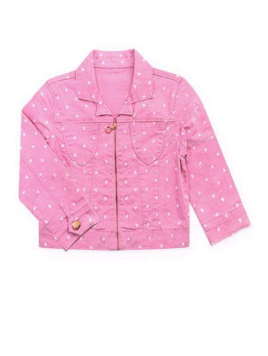 Girl's Twill Jacket w/ Flocking Hearts