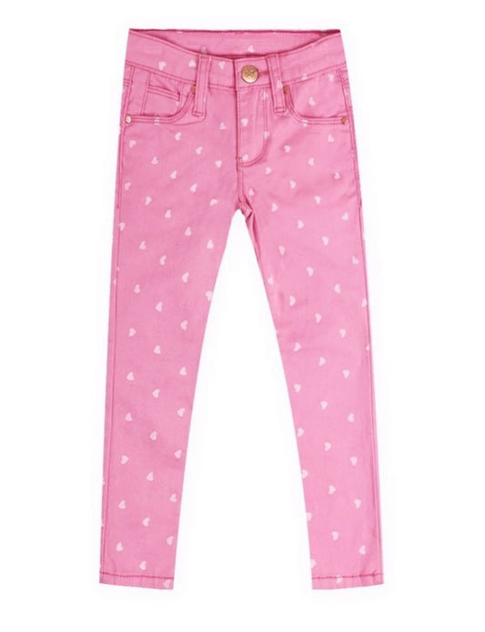 Girl's Twill Pants w/ Flocking Hearts