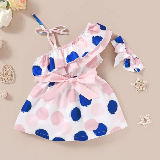 Pink Polka Dot Dress w/matching headband