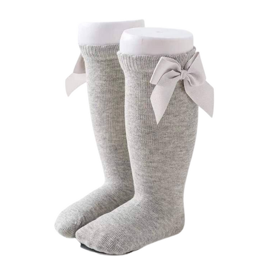 Knee High Bow Socks *Grey*