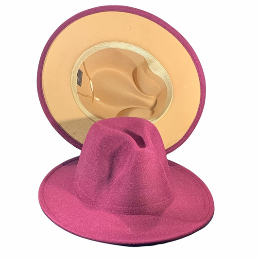 Burgundy/Camel Fedora