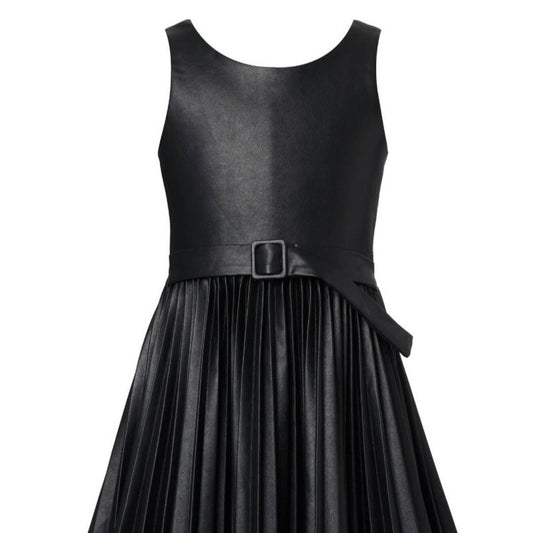 Pleated Faux Leather Dress