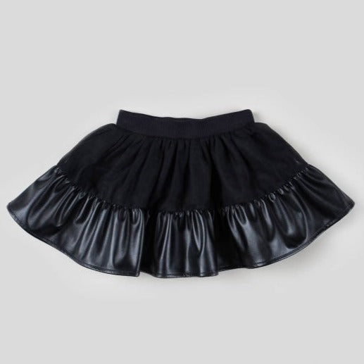 Tulle and Faux Leather Skirt