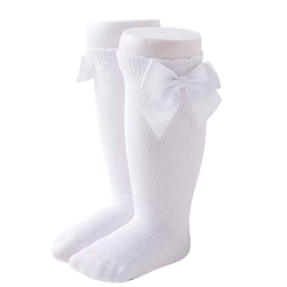 Knee High Bow Socks *White*